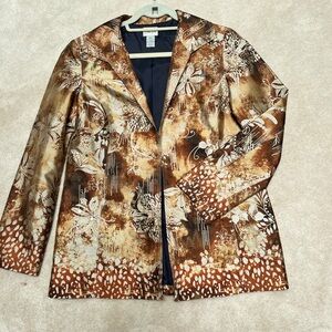 Chico's rust print 73 pct silk jacket size 0
